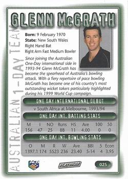 2002 ACB Platinum #025 Glenn McGrath Back