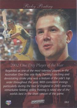 2002 ACB Platinum #082 Ricky Ponting Back