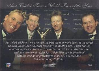 2002 ACB Platinum #086 Australia Cricket Team: World Team of the Year Back