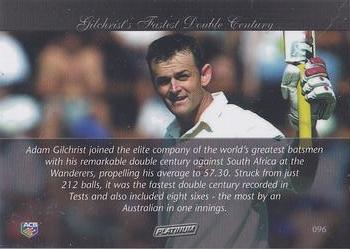 2002 ACB Platinum #096 Gilchrist's Fastest Double Century Back