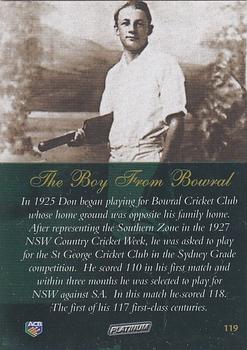 2002 ACB Platinum #119 The Boy from Bowral Back