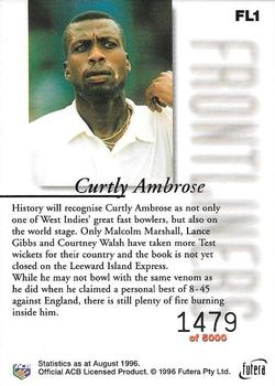 1996 Futera The Decider - Frontliners First Day Issue #FL1 Curtly Ambrose Back
