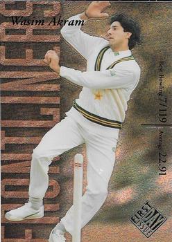 1996 Futera The Decider - Frontliners First Day Issue #FL2 Wasim Akram Front