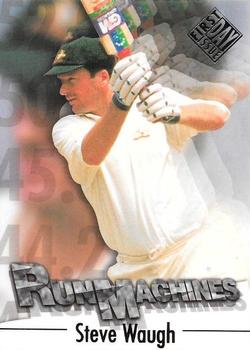 1996 Futera The Decider - Run Machines First Day Issue #RM2 Steve Waugh Front