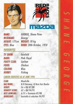 1996-97 Mazda Southern Redbacks Cricket  #NNO Shane George Back