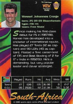 1996 Sports Deck Cricket World #3 Hansie Cronje Back