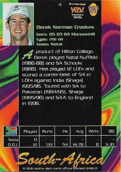 1996 Sports Deck Cricket World #4 Derek Crookes Back
