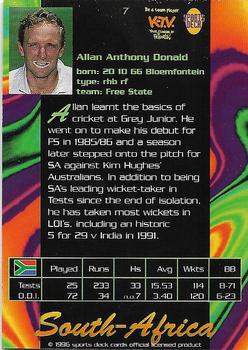 1996 Sports Deck Cricket World #7 Allan Donald Back