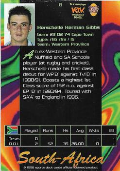 1996 Sports Deck Cricket World #8 Herschelle Gibbs Back