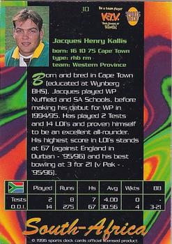 1996 Sports Deck Cricket World #10 Jacques Kallis Back