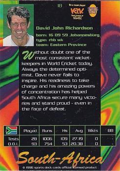 1996 Sports Deck Cricket World #18 Dave Richardson Back