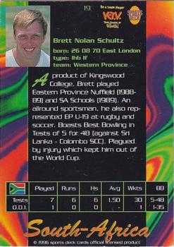 1996 Sports Deck Cricket World #19 Brett Schultz Back