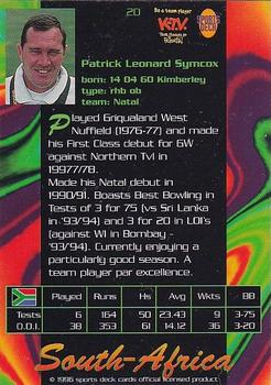 1996 Sports Deck Cricket World #20 Pat Symcox Back