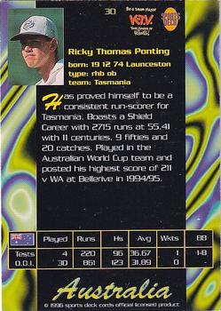 1996 Sports Deck Cricket World #30 Ricky Ponting Back