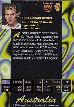 1996 Sports Deck Cricket World #31 Paul Reiffel Back