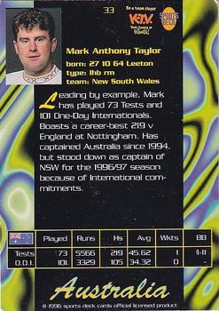 1996 Sports Deck Cricket World #33 Mark Taylor Back