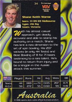 1996 Sports Deck Cricket World #34 Shane Warne Back