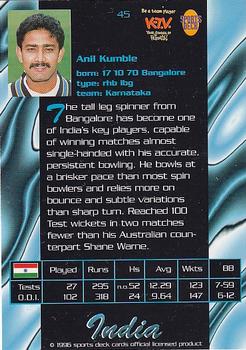 1996 Sports Deck Cricket World #45 Anil Kumble Back