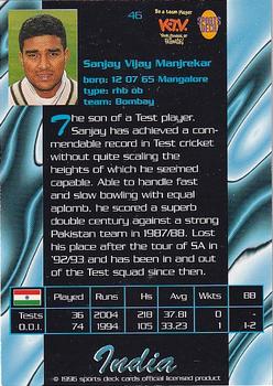 1996 Sports Deck Cricket World #46 Sanjay Manjrekar Back