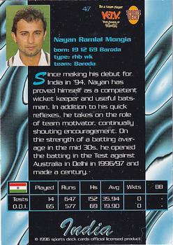 1996 Sports Deck Cricket World #47 Nayan Mongia Back