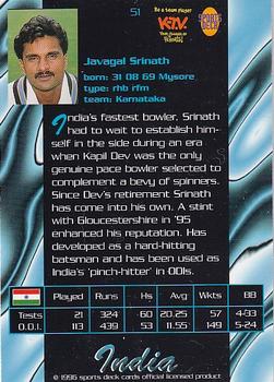 1996 Sports Deck Cricket World #51 Javagal Srinath Back