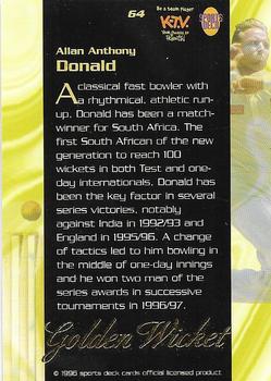 1996 Sports Deck Cricket World #64 Allan Donald Back