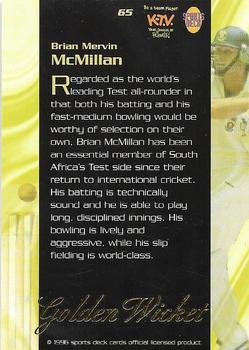 1996 Sports Deck Cricket World #65 Brian McMillan Back