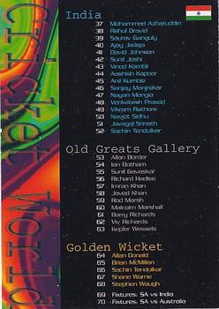 1996 Sports Deck Cricket World #NNO Checklist Card Back