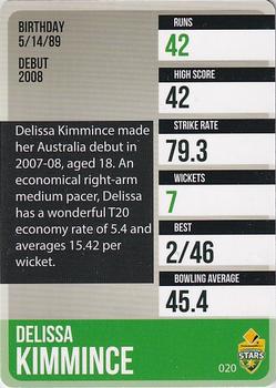 2014-15 Tap 'N' Play CA/BBL Cricket #020 Delissa Kimmince Back