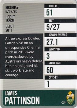 2014-15 Tap 'N' Play CA/BBL Cricket #054 James Pattinson Back