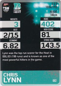 2014-15 Tap 'N' Play CA/BBL Cricket #082 Chris Lynn Back