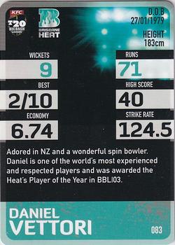 2014-15 Tap 'N' Play CA/BBL Cricket #083 Daniel Vettori Back