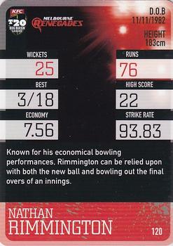 2014-15 Tap 'N' Play CA/BBL Cricket #120 Nathan Rimmington Back