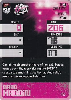 2014-15 Tap 'N' Play CA/BBL Cricket #155 Brad Haddin Back