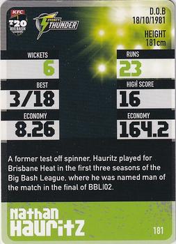 2014-15 Tap 'N' Play CA/BBL Cricket #181 Nathan Hauritz Back
