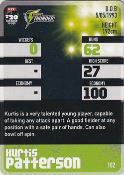 2014-15 Tap 'N' Play CA/BBL Cricket #182 Kurtis Patterson Back