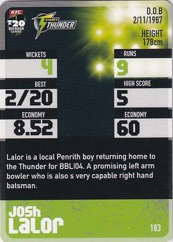 2014-15 Tap 'N' Play CA/BBL Cricket #183 Josh Lalor Back