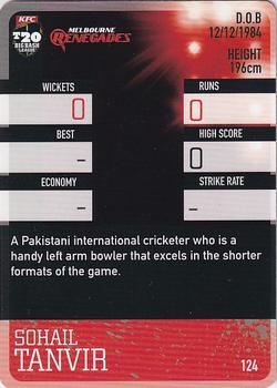 2014-15 Tap 'N' Play CA/BBL Cricket - Silver #124 Sohail Tanvir Back