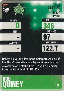 2014-15 Tap 'N' Play CA/BBL Cricket - Silver #135 Rob Quiney Back