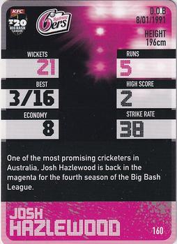 2014-15 Tap 'N' Play CA/BBL Cricket - Silver #160 Josh Hazlewood Back
