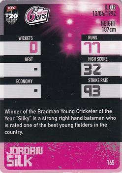 2014-15 Tap 'N' Play CA/BBL Cricket - Silver #165 Jordan Silk Back