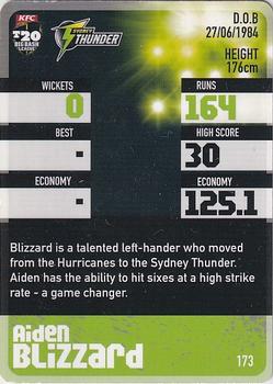 2014-15 Tap 'N' Play CA/BBL Cricket - Silver #173 Aiden Blizzard Back