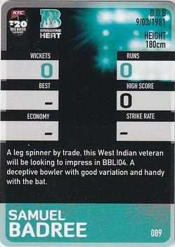 2014-15 Tap 'N' Play CA/BBL Cricket - Gold #089 Samuel Badree Back