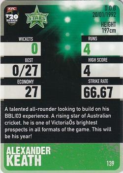 2014-15 Tap 'N' Play CA/BBL Cricket - Gold #139 Alexander Keath Back