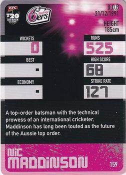 2014-15 Tap 'N' Play CA/BBL Cricket - Gold #159 Nic Maddinson Back
