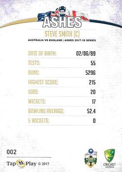 2017-18 Tap 'N' Play Ashes #002 Steve Smith Back