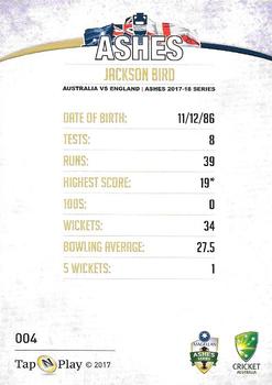 2017-18 Tap 'N' Play Ashes #004 Jackson Bird Back