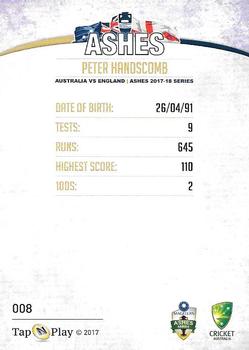 2017-18 Tap 'N' Play Ashes #008 Peter Handscomb Back