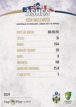 2017-18 Tap 'N' Play Ashes - Gold #009 Josh Hazlewood Back