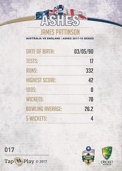 2017-18 Tap 'N' Play Ashes - Gold #017 James Pattinson Back